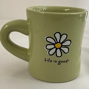 Life is Good Daisy Graphic Coffee Mug Green Do What You Like Diner Style Cup12oz